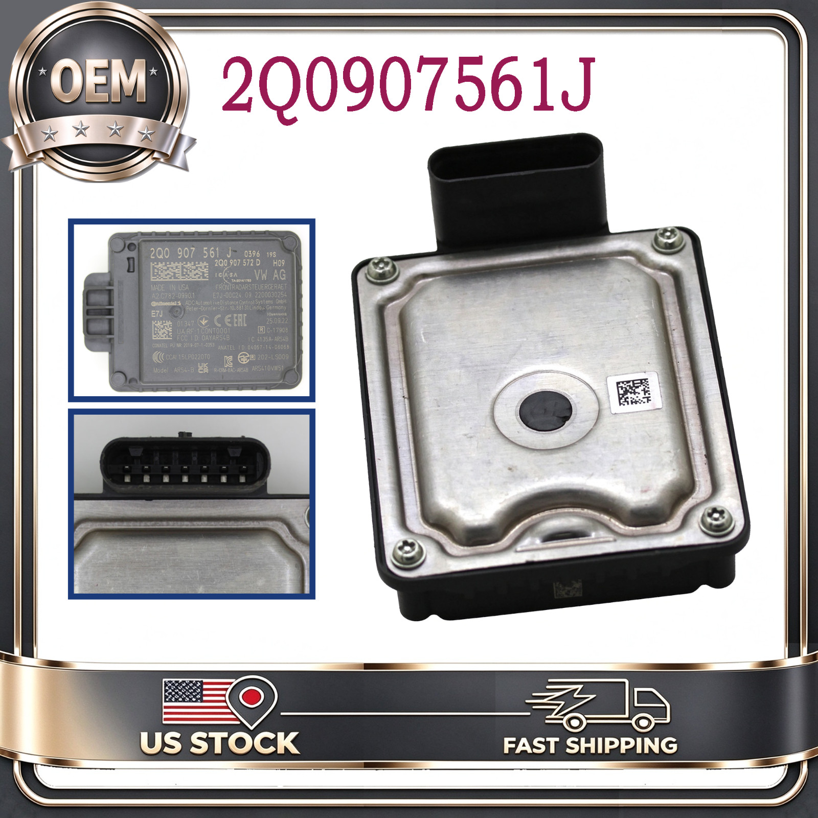 OEM 2Q0907561J Adaptive Cruise Control Radar Sensor For Volkswagen Atlas Audi Q3