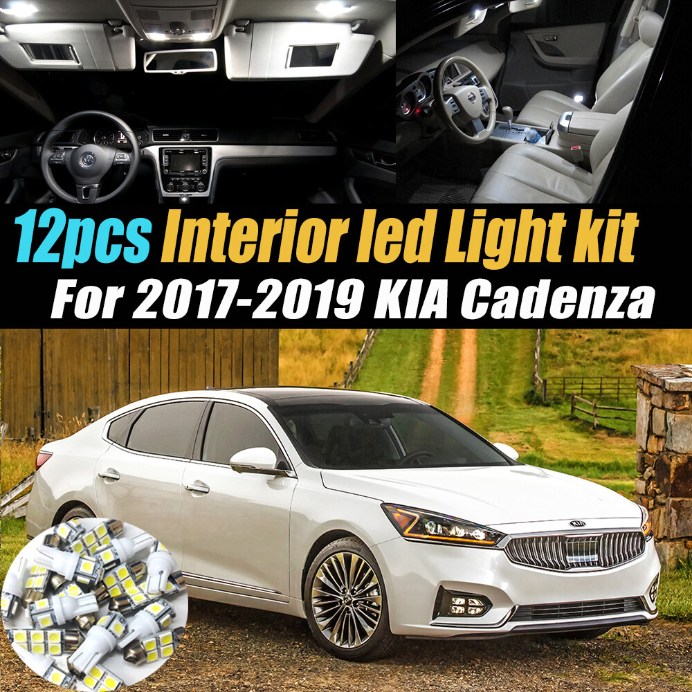 12Pc Super White Car Interior LED Light Bulb Kit Pack for 2017-2019 KIA Cadenza