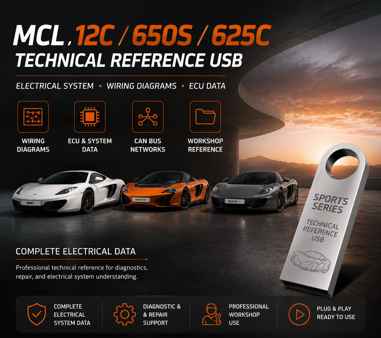 McLaren 12C 625C 650S Wiring Diagram Circuit USB Service Manual