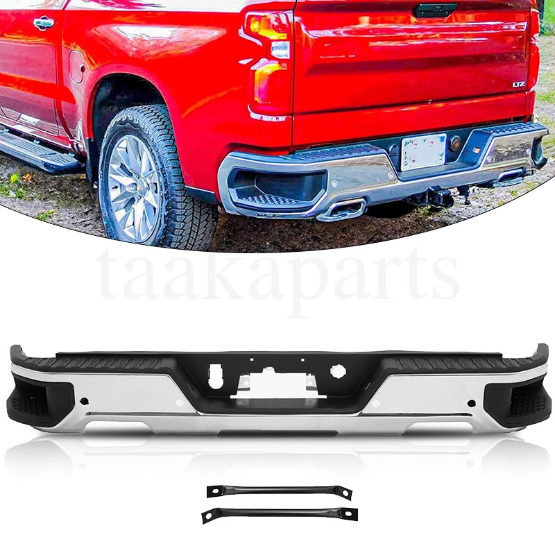 For 2019-2023 Chevy Silverado GMC Sierra 1500 Chrome Rear Bumper Assembly W/Dual For 2019-2023 Chevy Silverado GMC Sierra 1500 Chrome Rear Bumper Assembly W/Dual