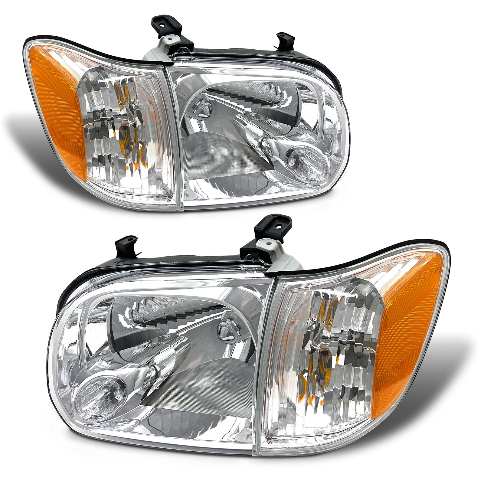 Pair Chrome Headlights For 2005-2006 Toyota Tundra 2005-2007 Sequoia Headlamps
