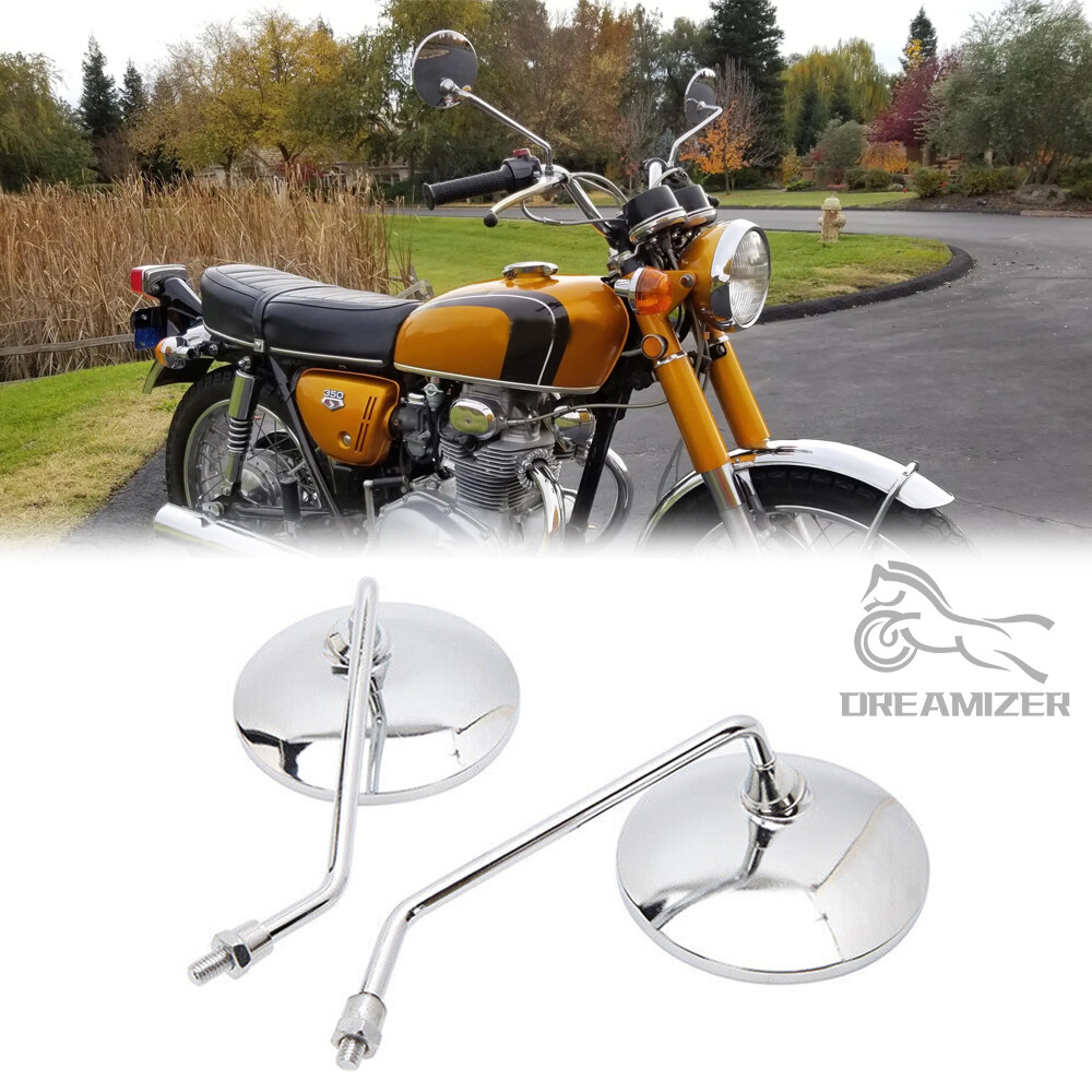 M10 Chrome Motorcycle Rearview Side Mirrors Pair For Honda CB 350 550 650 750 M10 Chrome Motorcycle Rearview Side Mirrors Pair For Honda CB 350 550 650 750