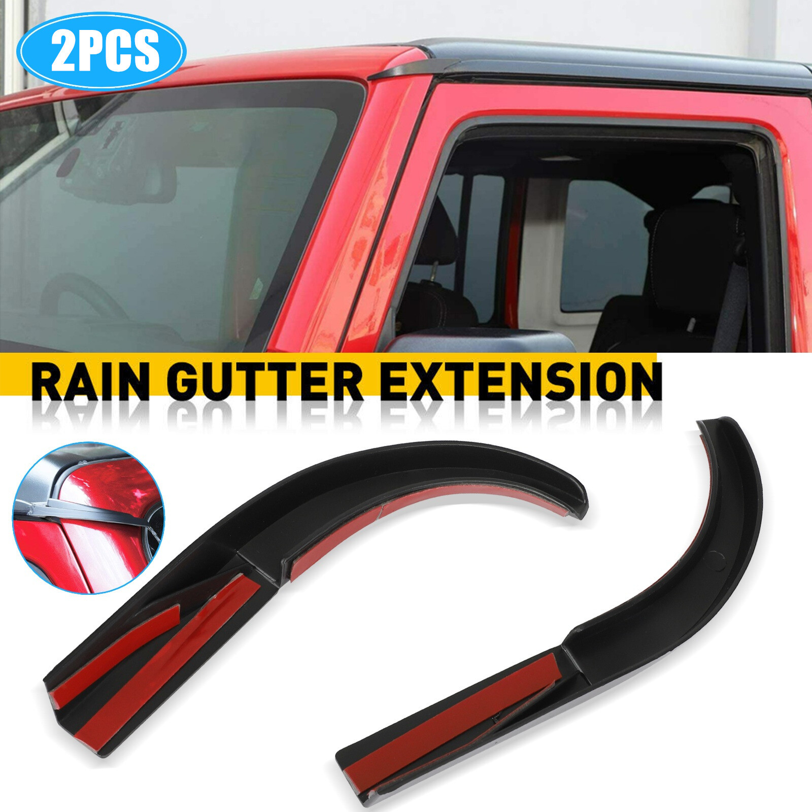 For 2007-2018 Jeep Wrangler JK Accessories Water Rain Diverters Gutter Extension
