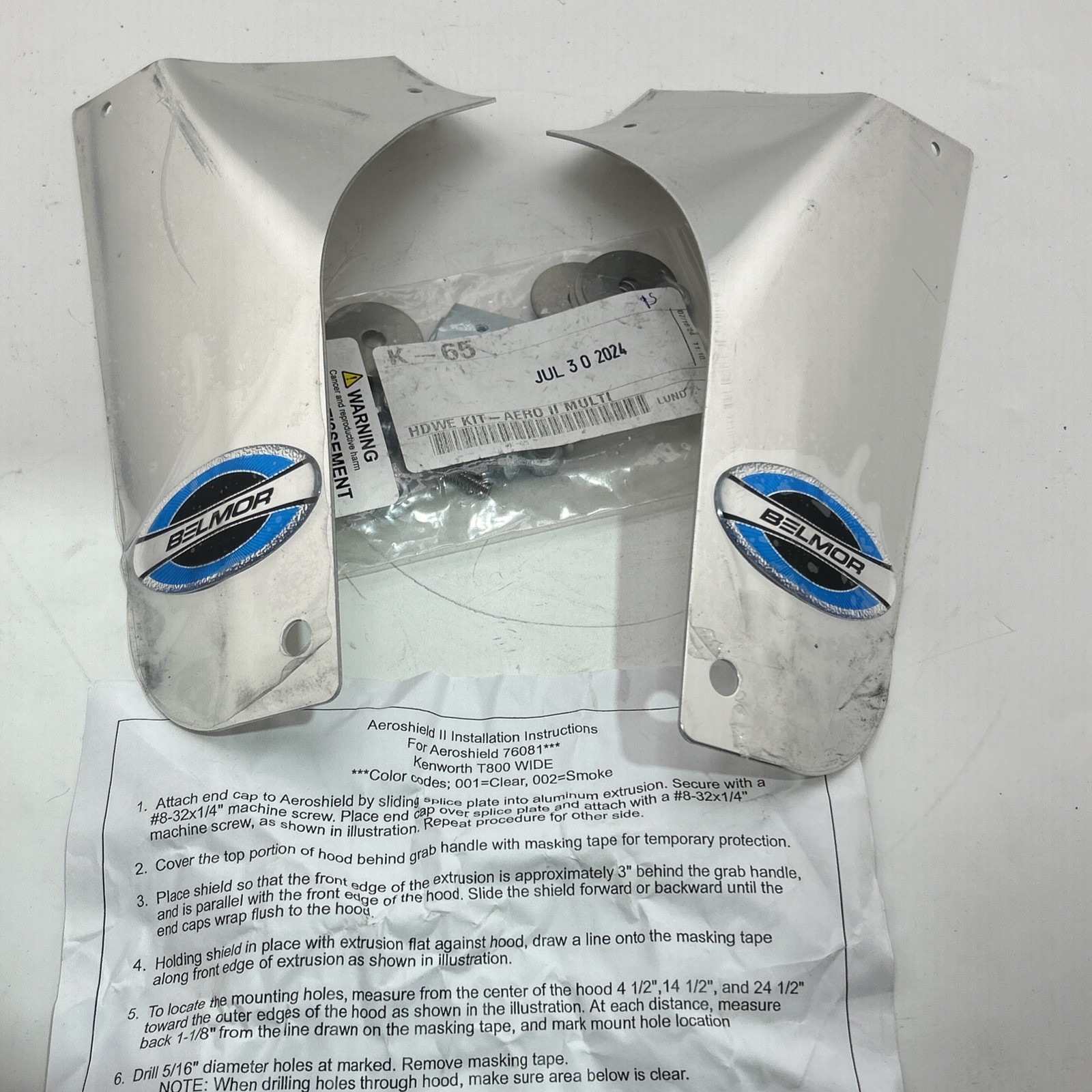 (Parts Only) RealTruck Belmor 7608 Aeroshield II for 2008-2018 Kenworth T800W