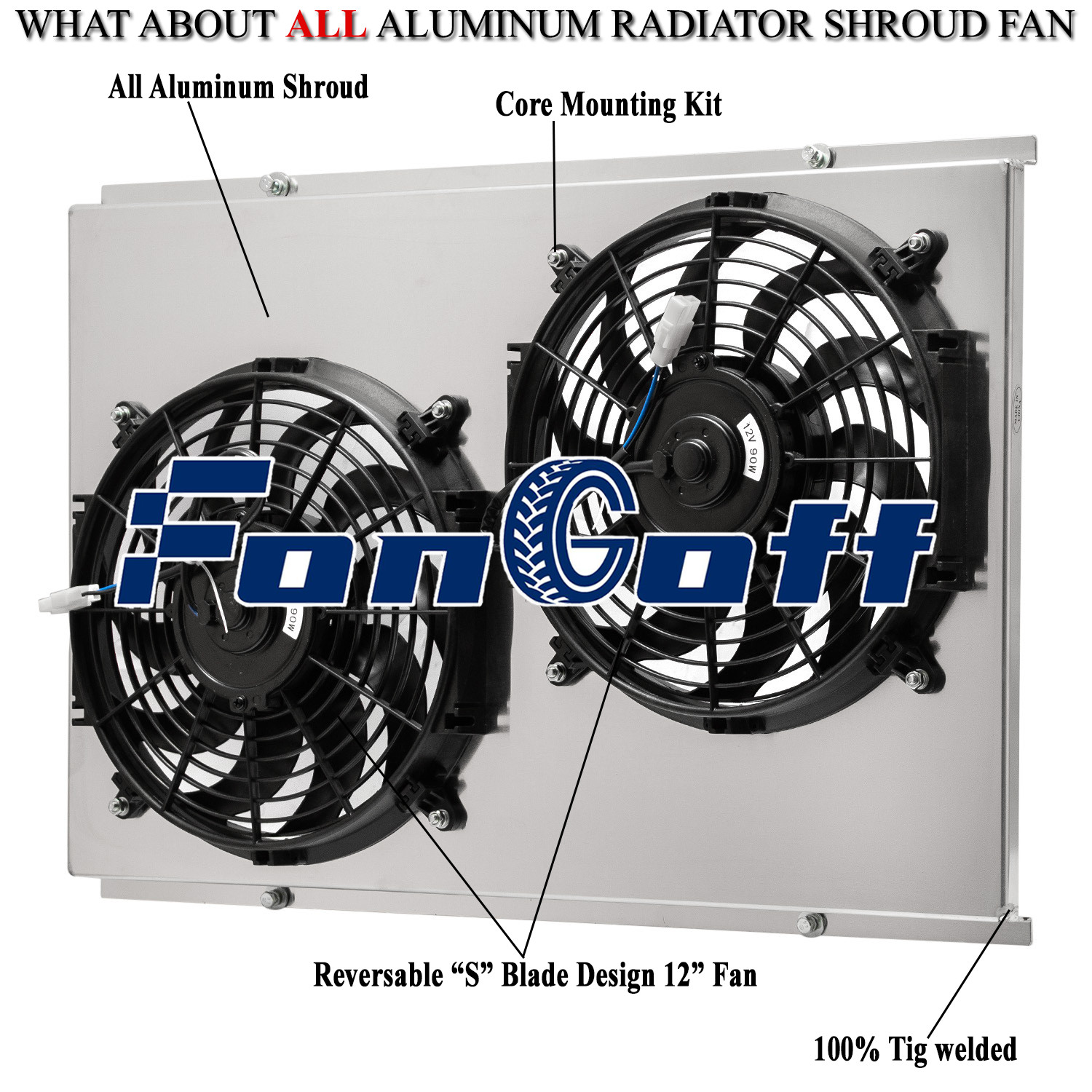 Aluminum Shroud+Electric Fan For 1970-1981 1980 Pontiac Firebird/ Trans Am V8 I6