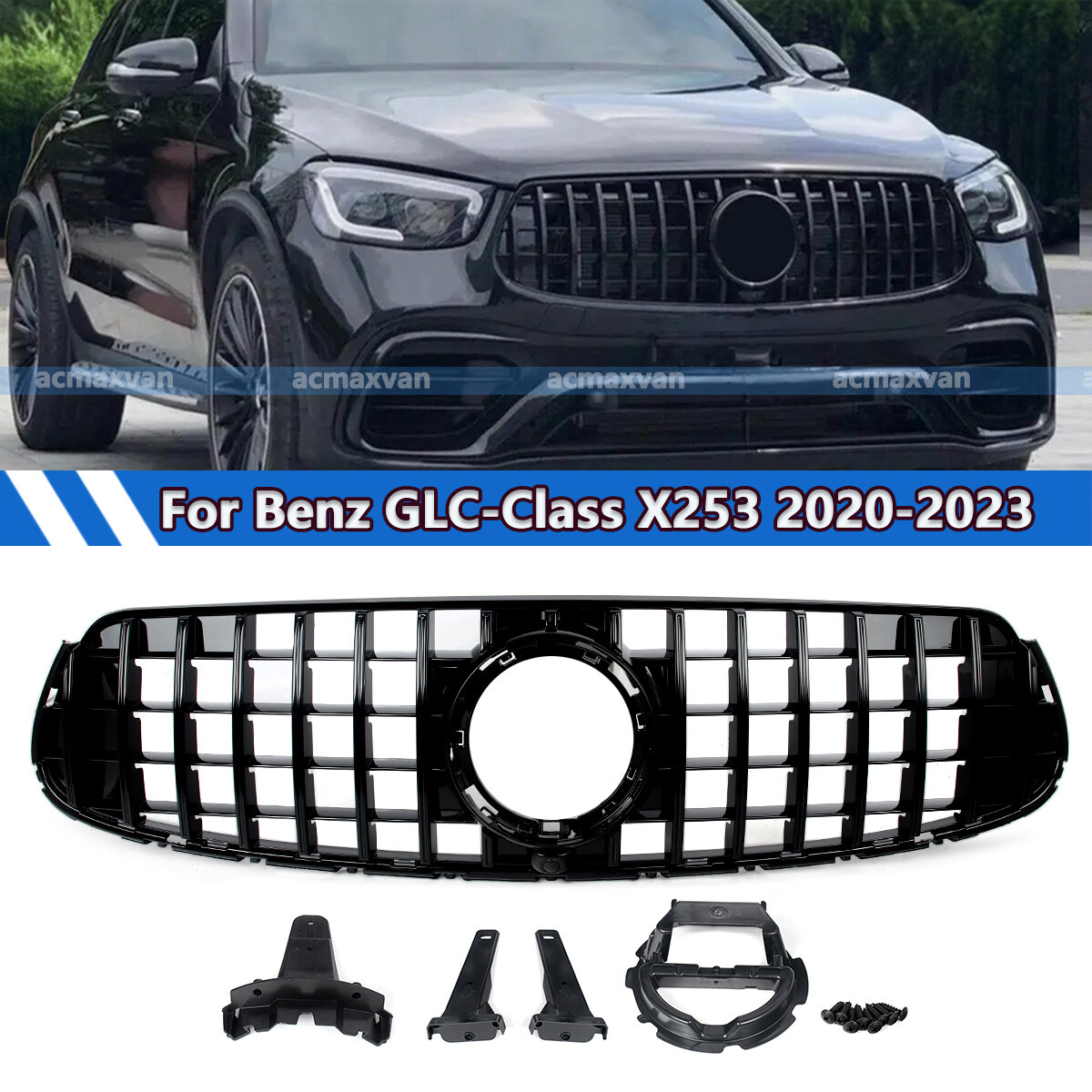GTR Gloss Black Grille Grill For X253 GLC Coupe GLC300 GLC350 2020 2021 2022 23 GTR Gloss Black Grille Grill For X253 GLC Coupe GLC300 GLC350 2020 2021 2022 23