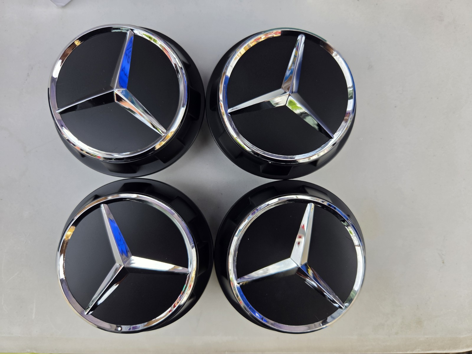 4pcs Mercedes Benz C63s E63s CLS63s AMG 60mm Black Chrome Center Caps Screw On 4pcs Mercedes Benz C63s E63s CLS63s AMG 60mm Black Chrome Center Caps Screw On