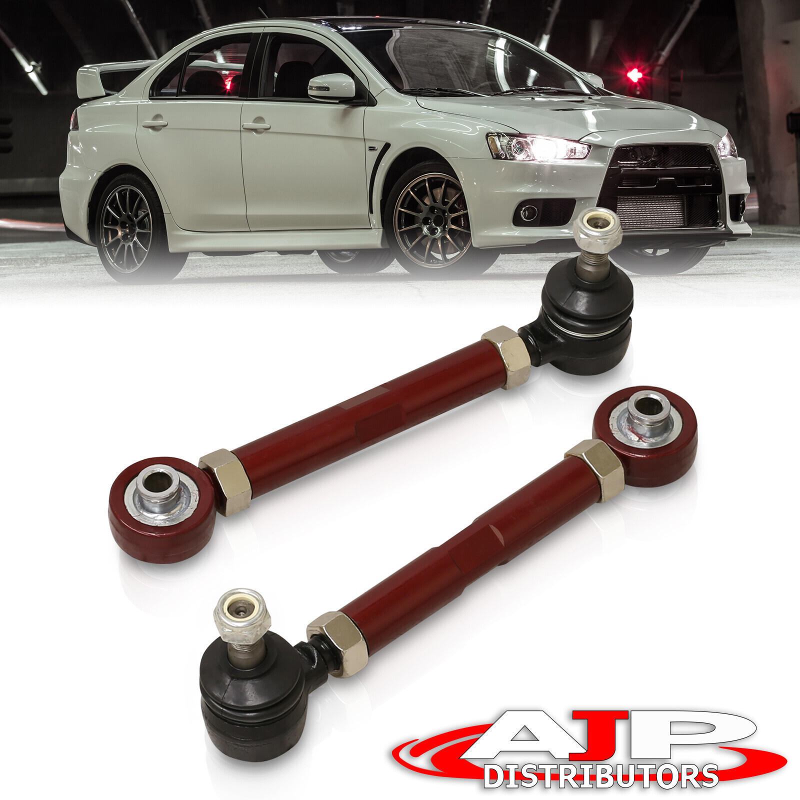 Red Adj. Rear Lower Toe Control Arms Links Bars For 2008-2015 Mitsubishi Evo X Red Adj. Rear Lower Toe Control Arms Links Bars For 2008-2015 Mitsubishi Evo X