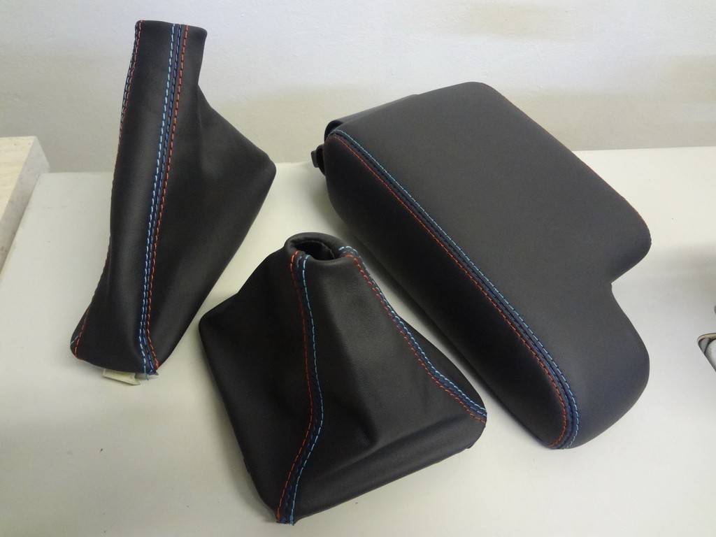 BMW E36 M3-Style Shift Boot + Handbrake Boot + Armrest Covers Black NAPPA