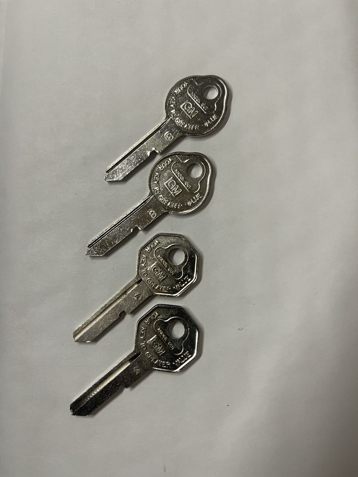 1967 Chevy GM Oldsmobile Cadillac Pontiac Buick Pear A B Key Blanks Big Hole 4pc 1967 Chevy GM Oldsmobile Cadillac Pontiac Buick Pear A B Key Blanks Big Hole 4pc