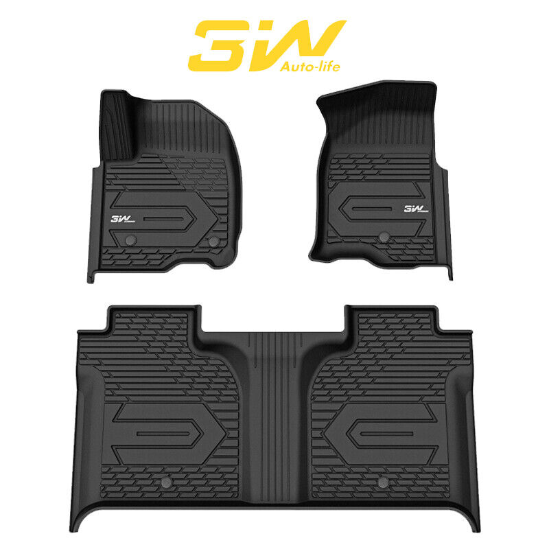 3W Floor Mat Liner for 2019-2024 Silverado / Sierra 1500 2500 3500 Crew Cab TPE