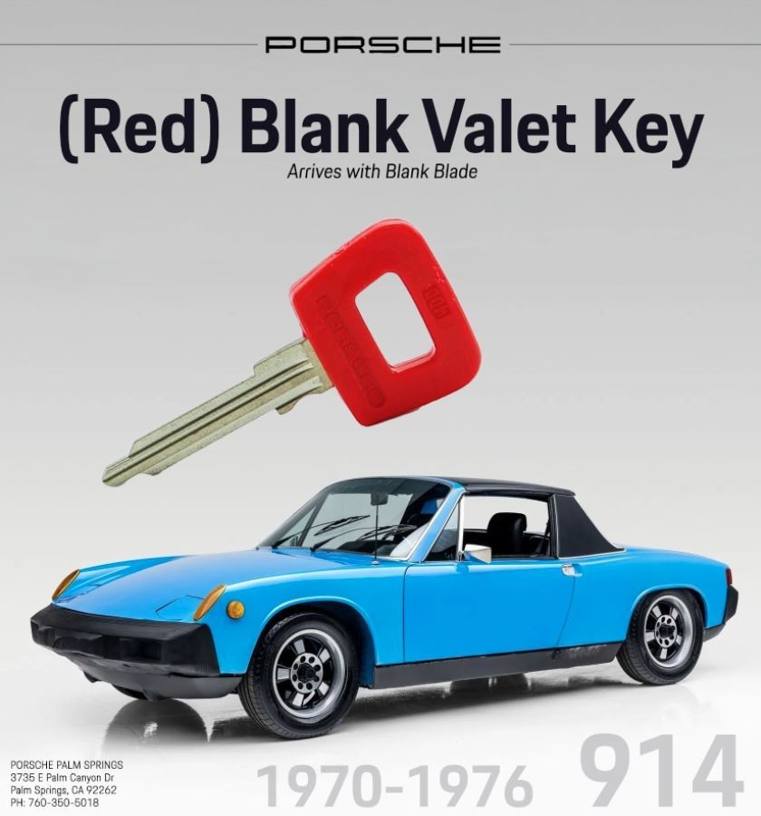 Genuine 1970-1976 Porsche 914 Blank Red  Valet Key OEM 91453190311