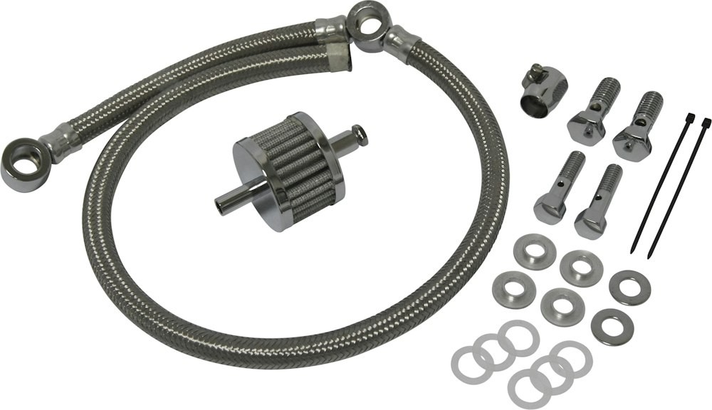 HardDrive Crankcase Breather Hose Braided Harley-Davidson 93-16 Custom 34-125
