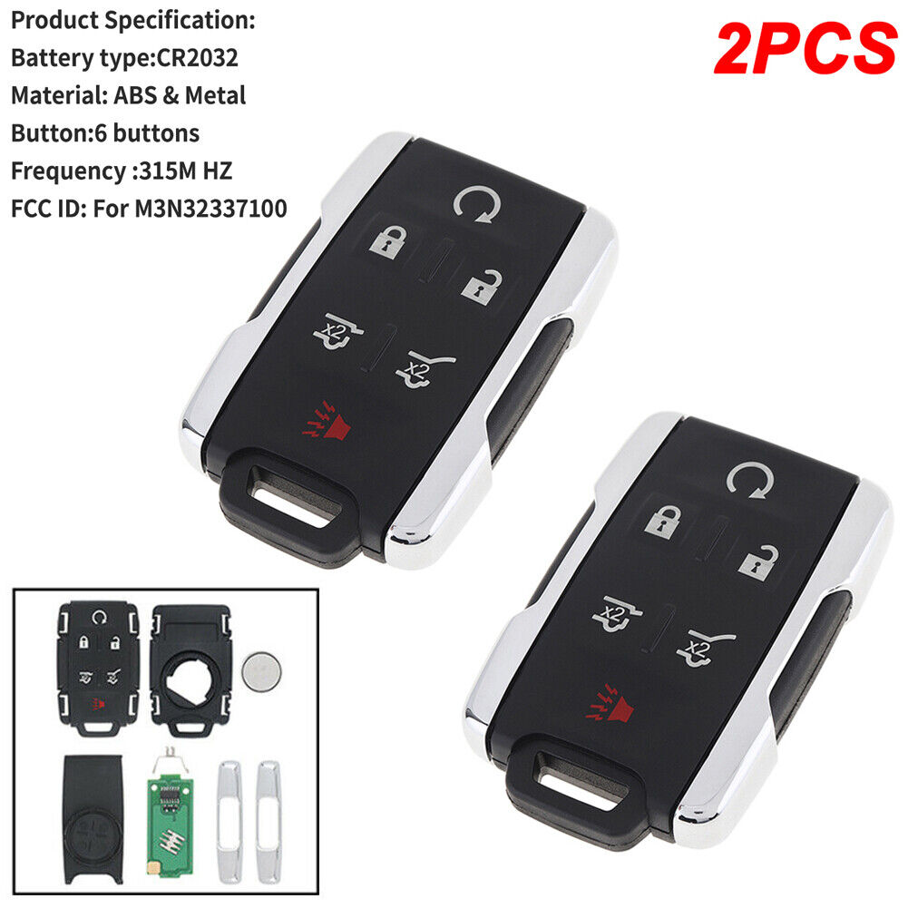 2pcs 6B for 07-15 Chevrolet Tahoe Traverse GMC Yukon Keyless Remote Car Key Fob