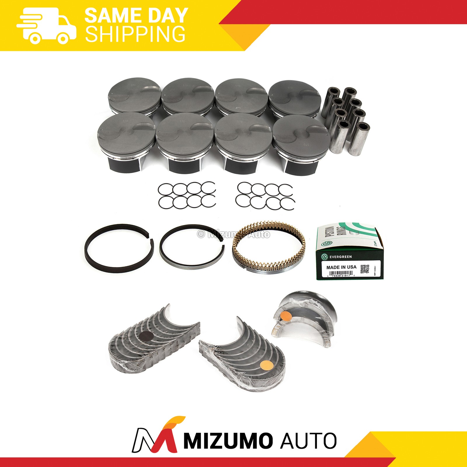Pistons Main Rod Bearings Fit 10-13 Chevrolet GMC Cadillac Escalade V8 6.2L OHV