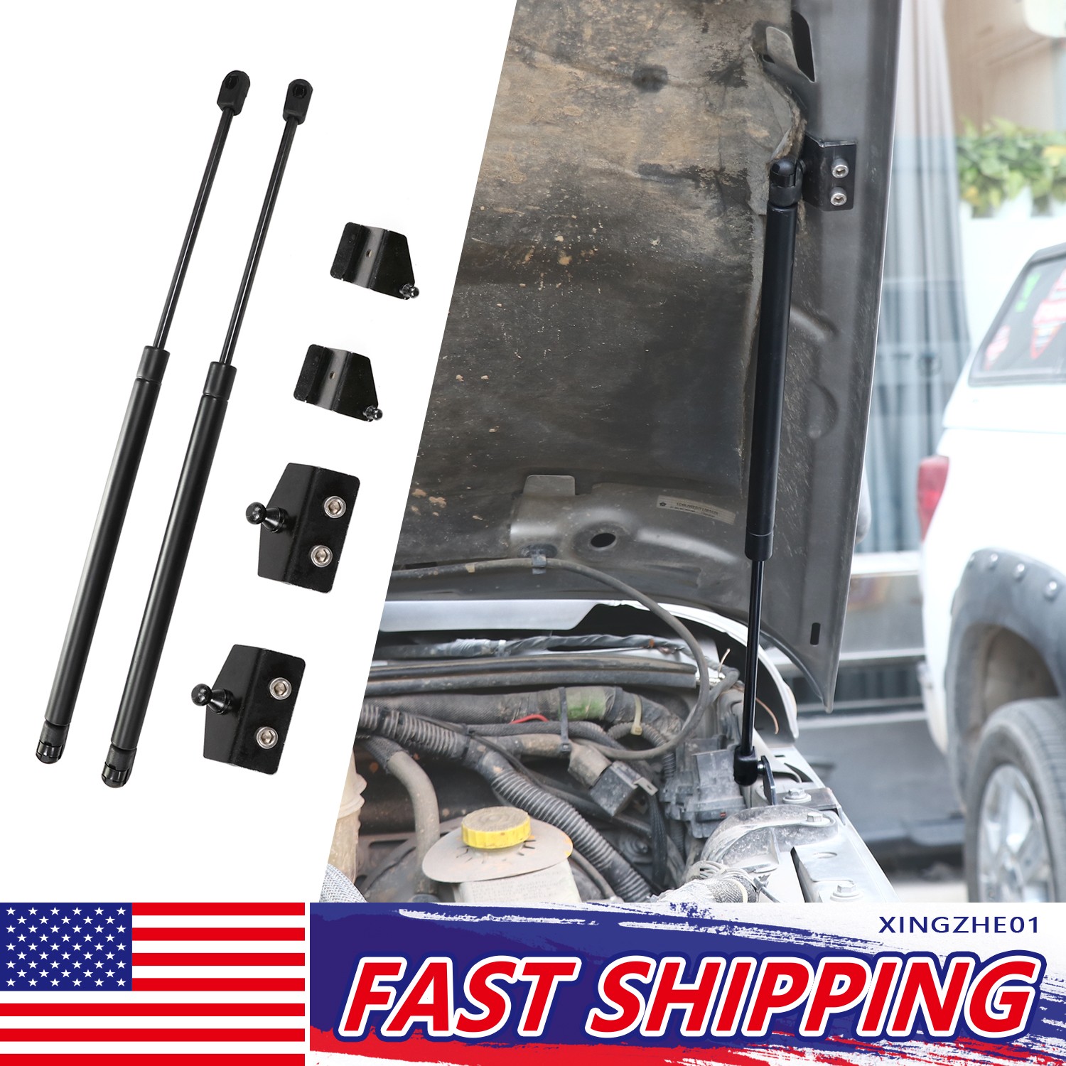 Front Hood Lift Support Strut Shock Hydraulic Rod For Jeep Wrangler JK 2007-2017