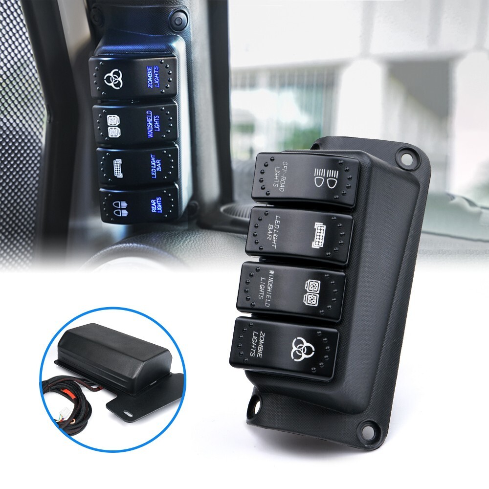 Xprite 4Gang On/Off Control Switch Panel Toggle Circuit Relay System Kit Blue Xprite 4Gang On/Off Control Switch Panel Toggle Circuit Relay System Kit Blue