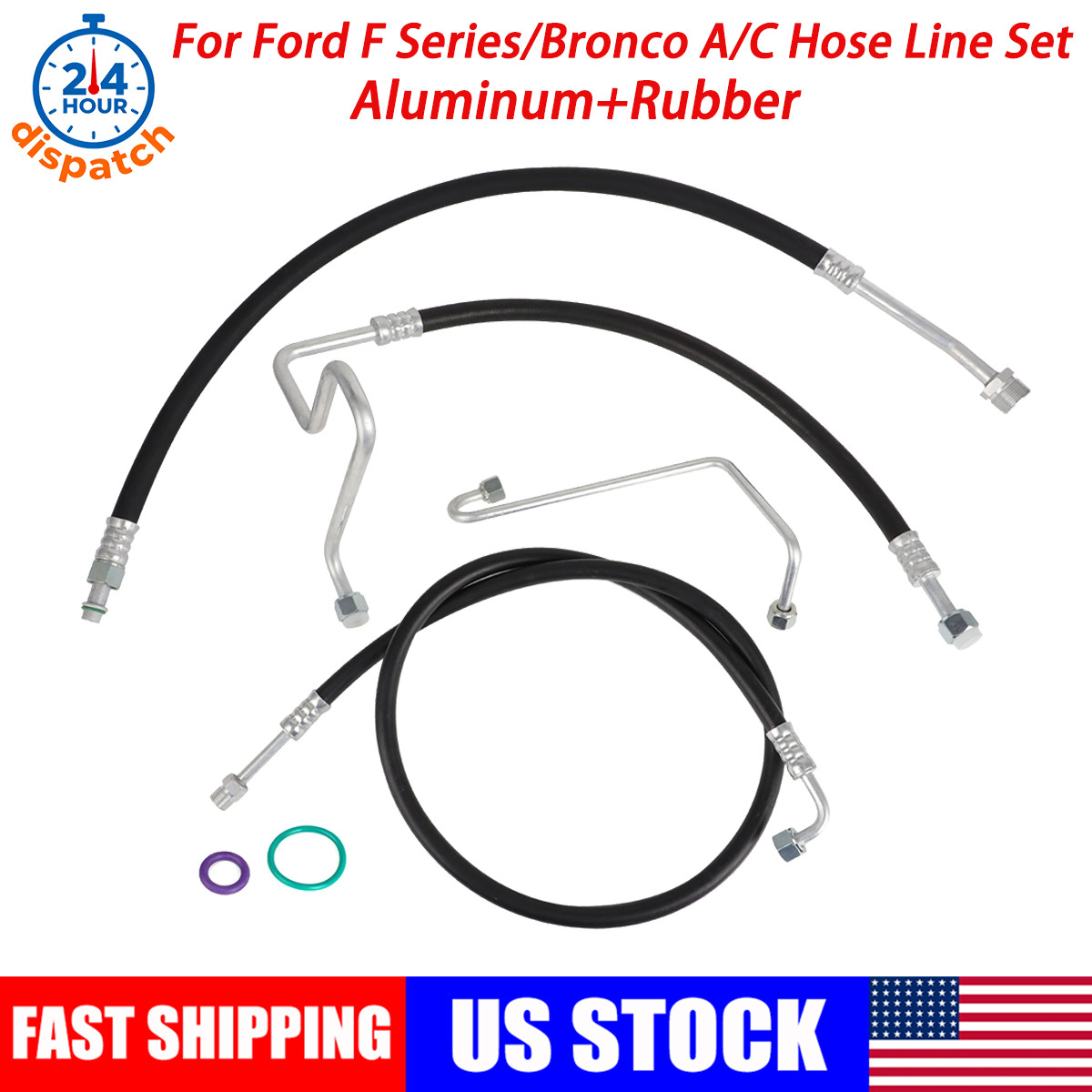 For 1976-79 Ford F-100/150 78-79 Bronco V8 A/C Discharge Suction Hoses Lines Kit