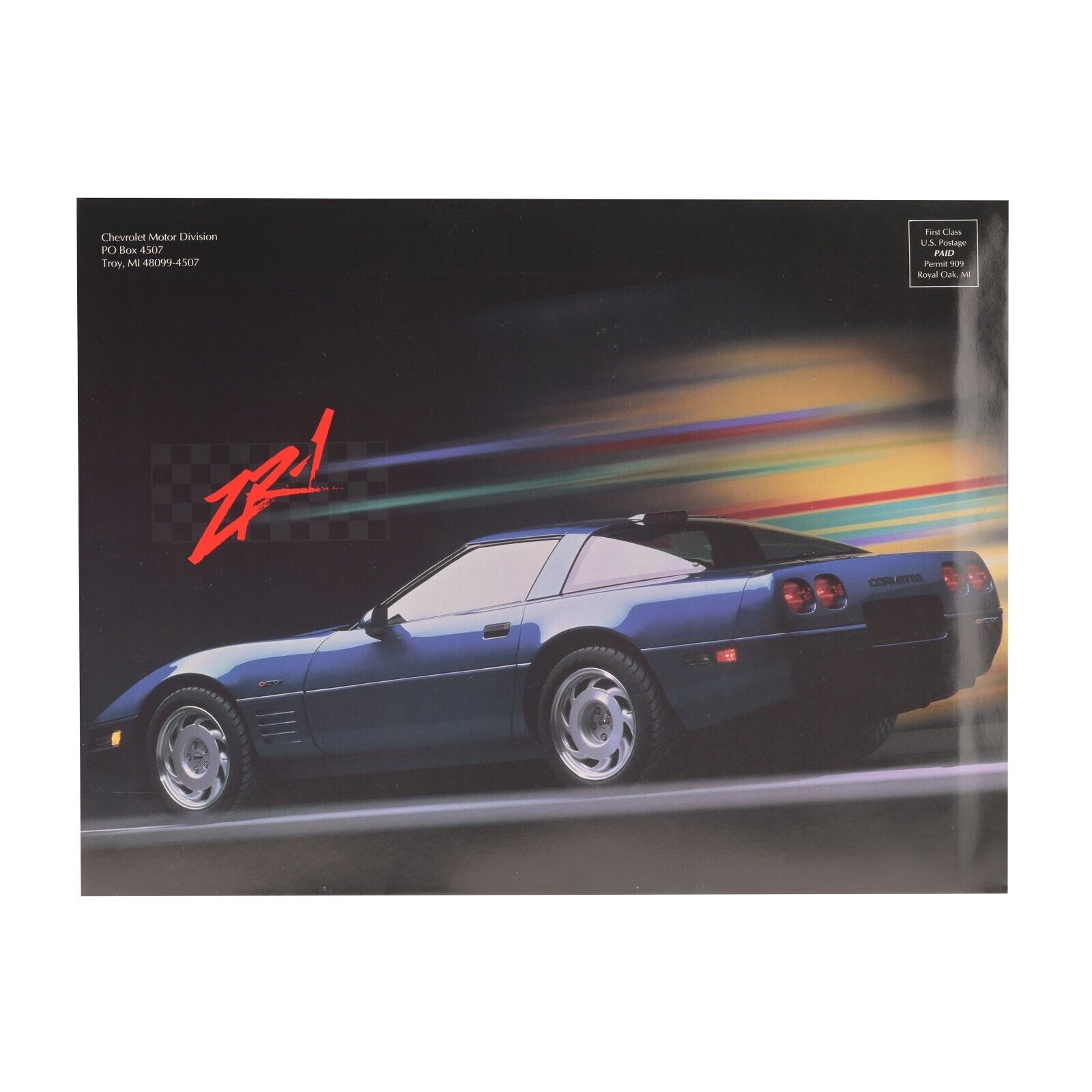 Corvette ZR-1 1991 Pro Athlete Sales Brochure and Mailer Envelope NOS Original