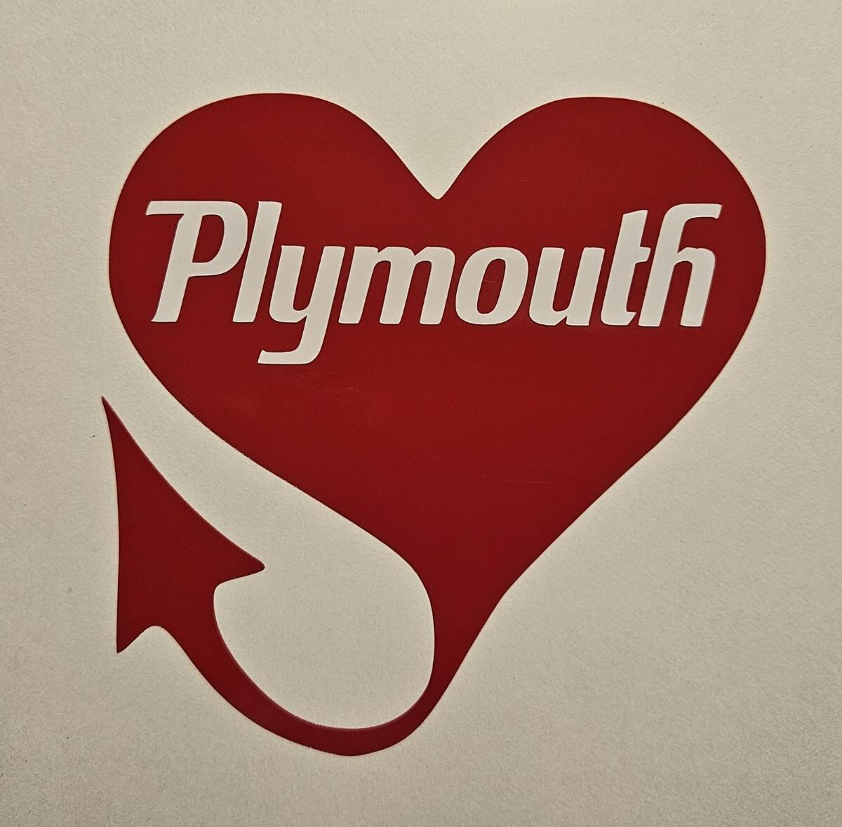 DECAL ** DEVIL TAIL HEART  FOR  PLYMOUTH  GTX  CUDA MOPAR HEMI  ROAD RUNNER