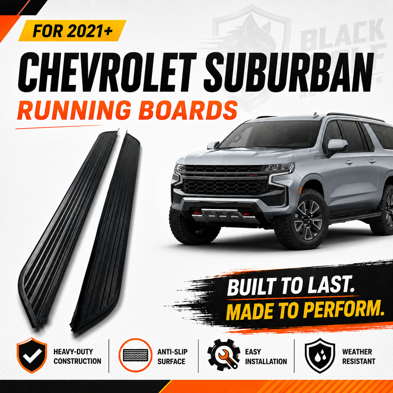Fits for 2021-2026 Chevy Suburban Running Boards Nerf Bars Side Steps All Alu Fits for 2021-2026 Chevy Suburban Running Boards Nerf Bars Side Steps All Alu