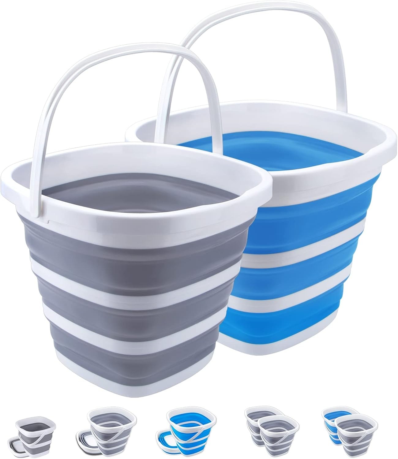 2-Piece Foldable Bucket Set 10L / 2.6 Gallon Clean Water Bucket Mop Bucket 