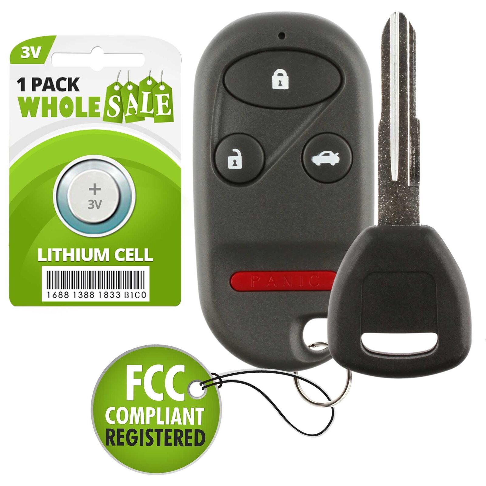 Replacement For 98 99 00 01 02 1998 1999 2000 2001 2002 Honda Accord Key + Fob