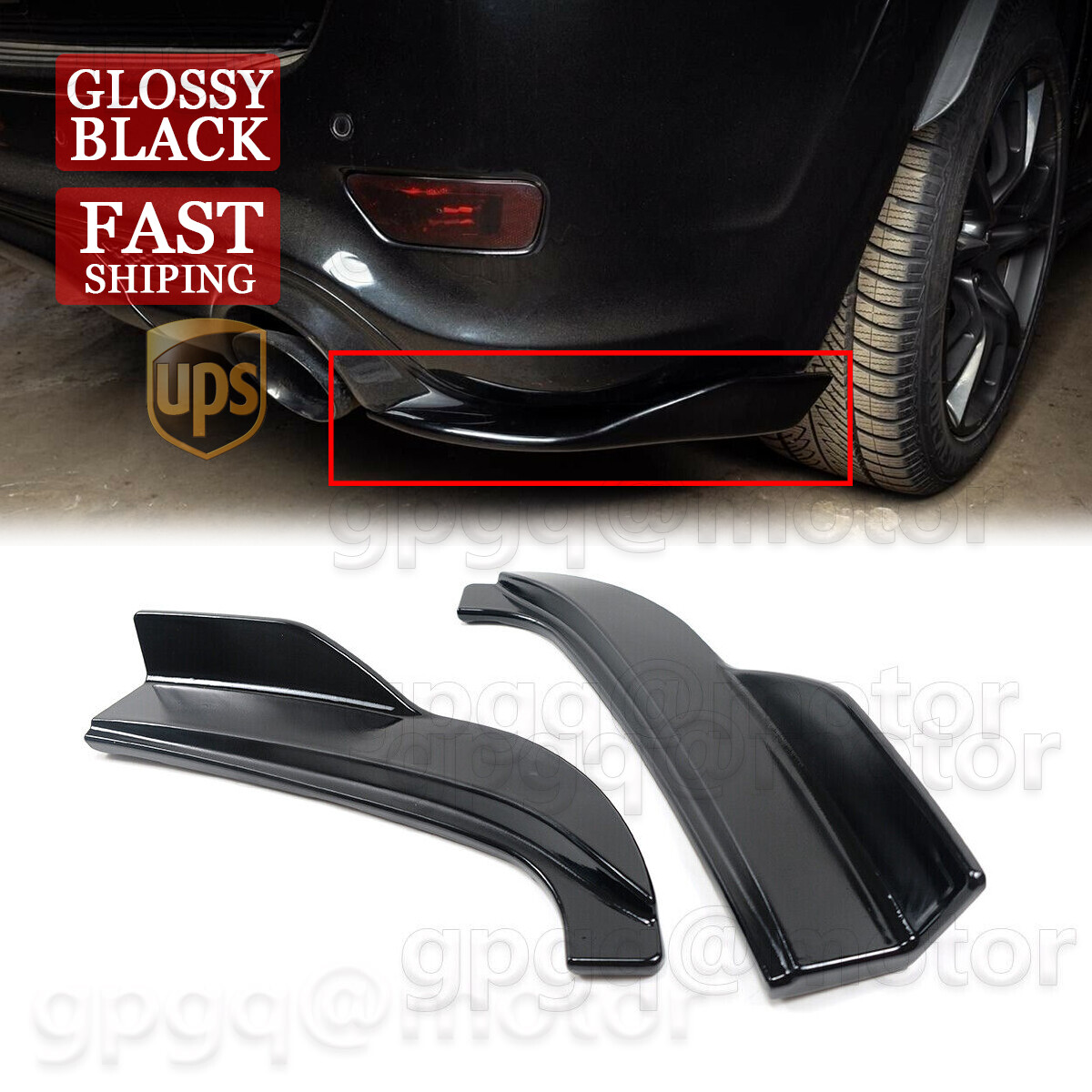 For Jeep Grand Cherokee SRT SRT8 12-21 Rear Bumper Side Corner Splitters Aprons For Jeep Grand Cherokee SRT SRT8 12-21 Rear Bumper Side Corner Splitters Aprons