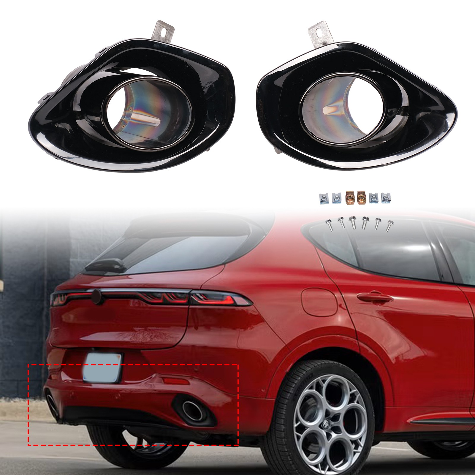 Rear Exhaust Tips For 2023-2026 Alfa Romeo Tonale Hybrid Tail Pipe Muffler Tips