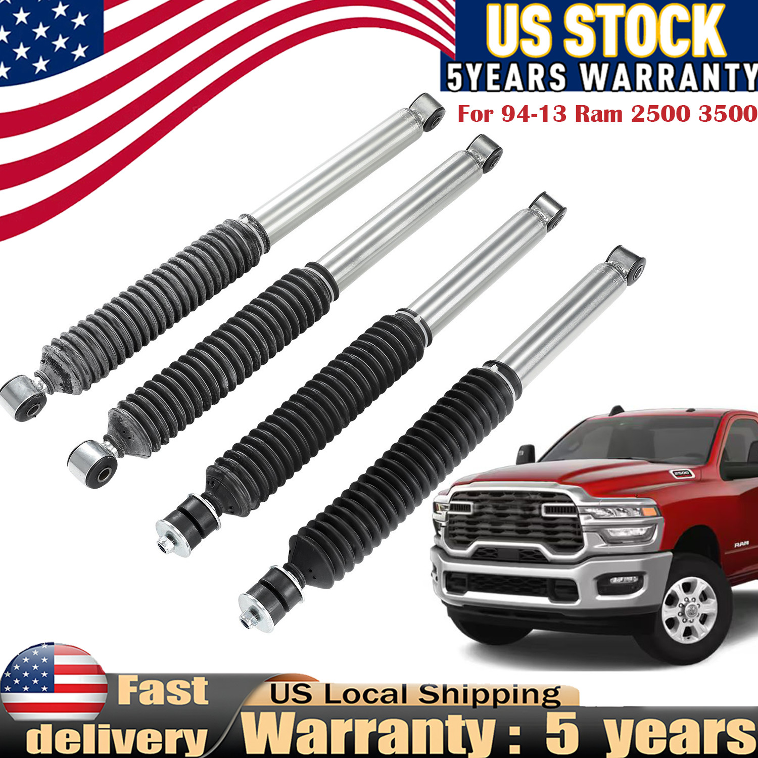 Bilstein B8 5100 Front Rear Shocks for 94-13 Ram 2500 3500 4WD w/ 0-4