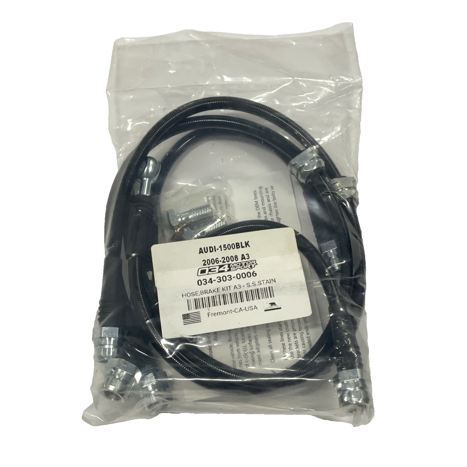 034Motorsport Stainless Braided Brake Lines VW Golf GTI Jetta MK5 MK6 Audi A3 8P