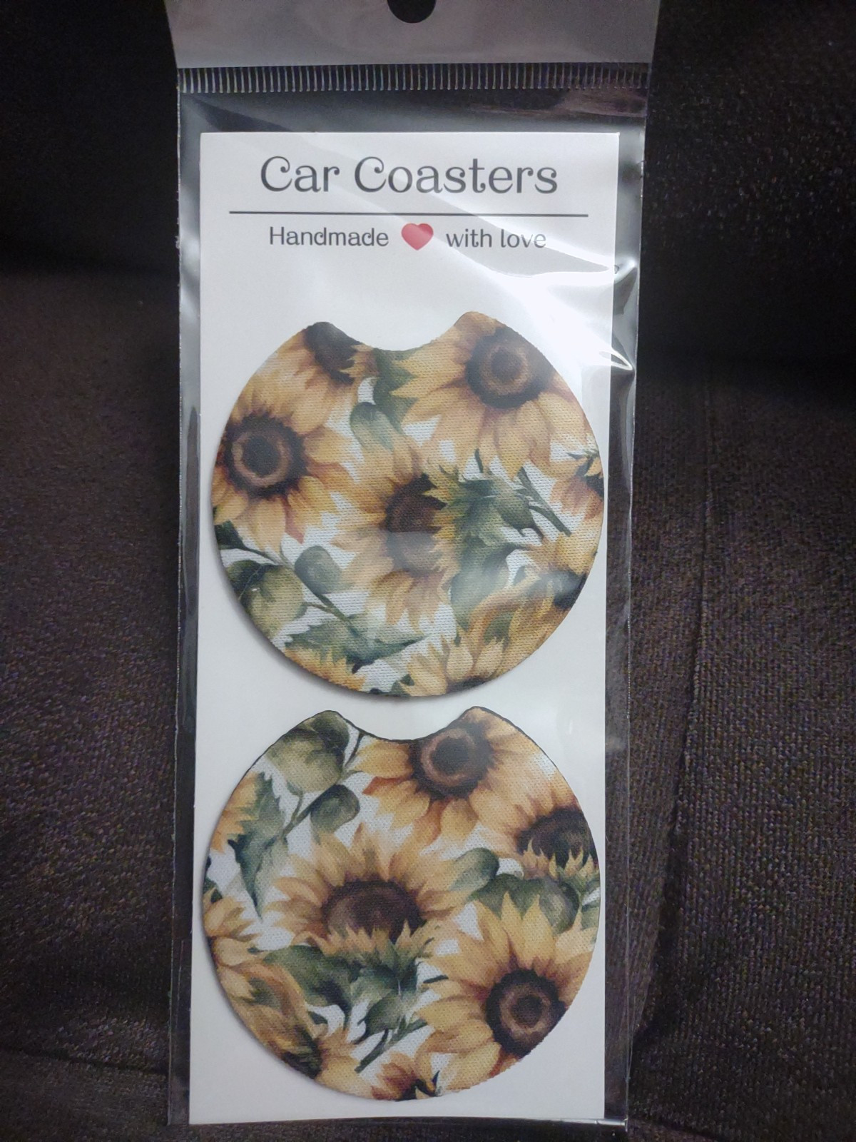 Sublimated Car Coasters-Sunflowers Sublimated Car Coasters-Sunflowers