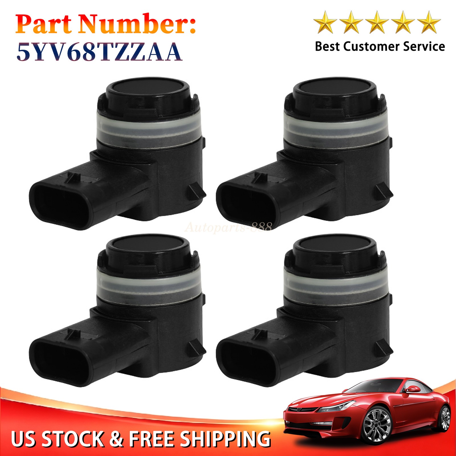 4Pcs Parking Assist Sensor Fits For 2019-2021 2023 2024 Ram 1500 5YV68TZZAA