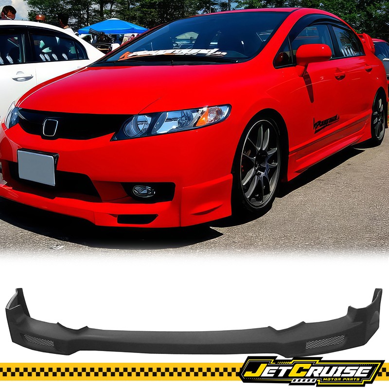 Fits 09-11 Honda Civic Sedan Mugen Style Front Bumper Lip Spoiler Matte Black PU