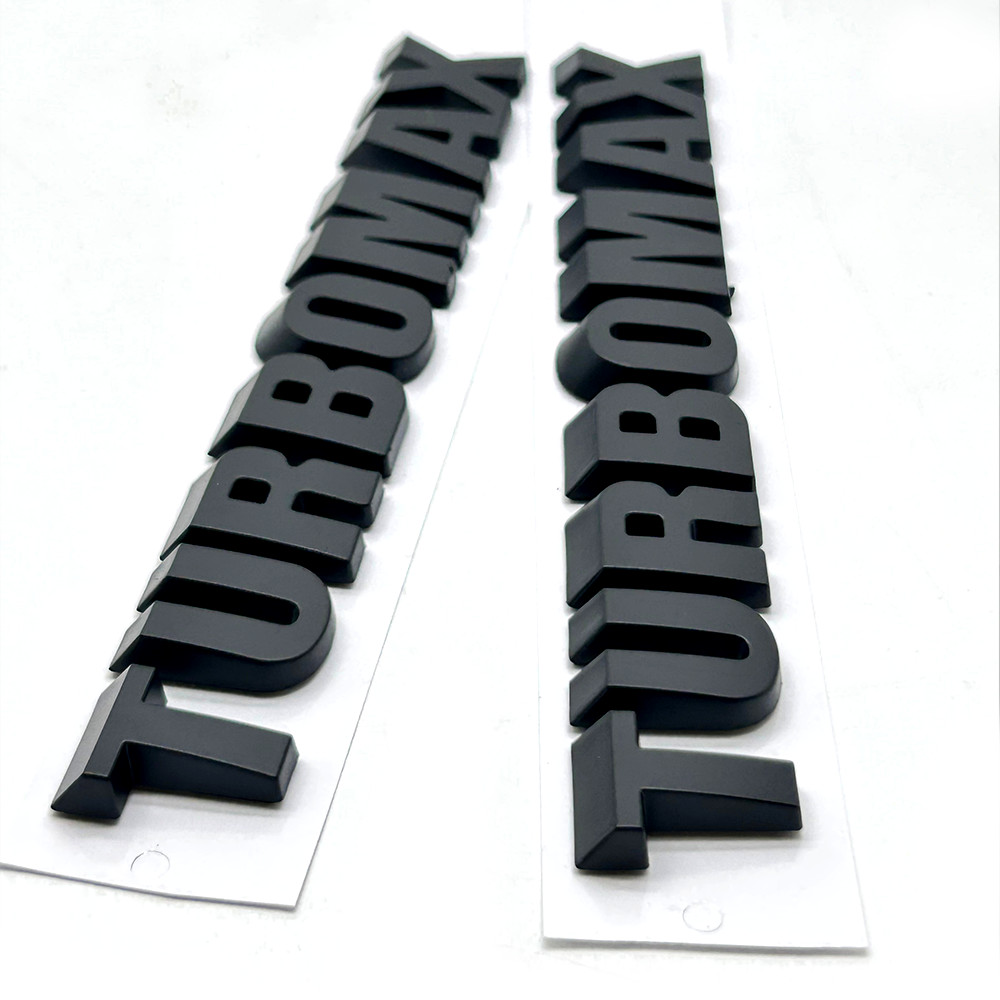 2Pcs Matte Black Hood Fender Turbomax Emblem Letter Badge 2019+ Silverado 1500 2Pcs Matte Black Hood Fender Turbomax Emblem Letter Badge 2019+ Silverado 1500