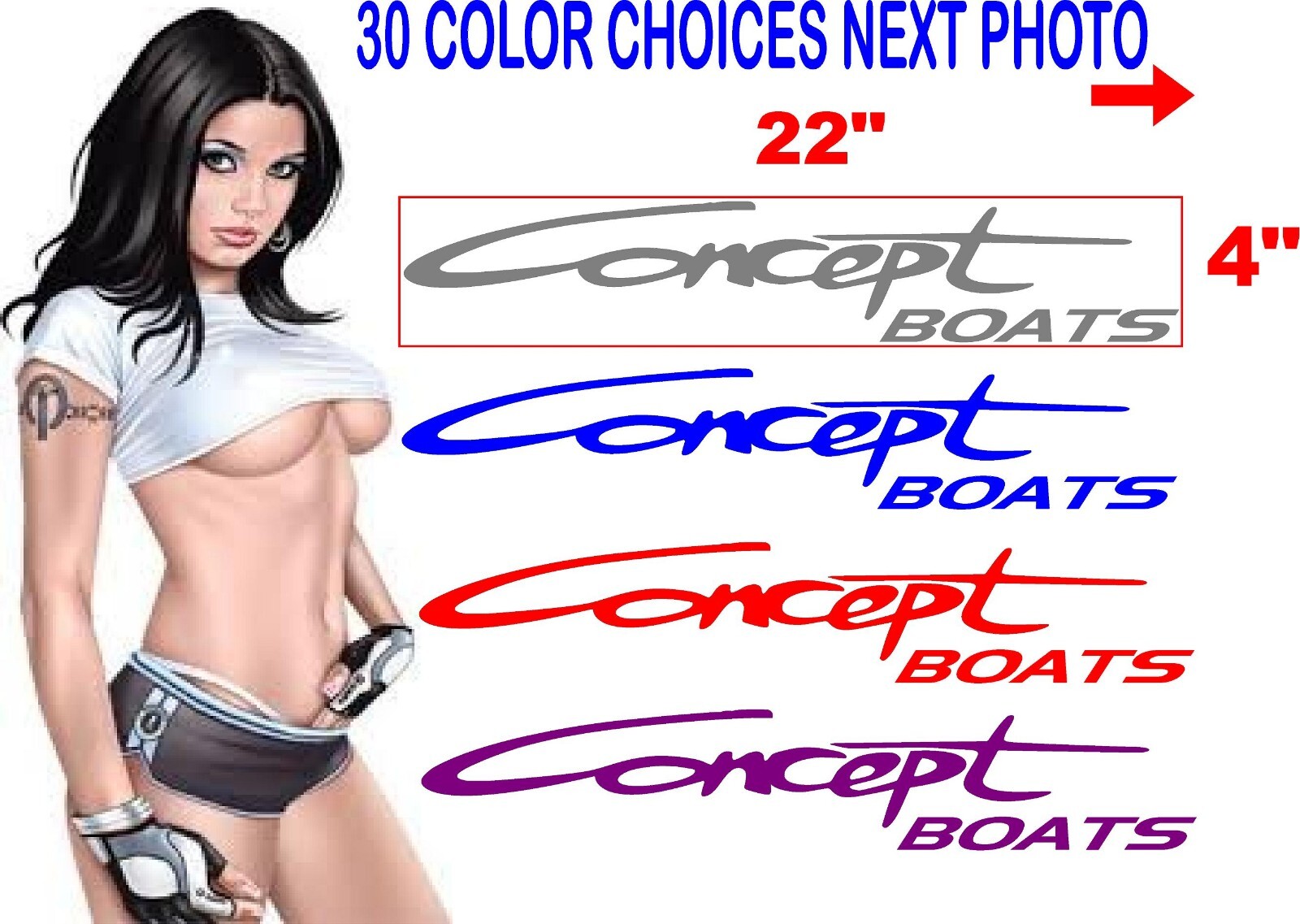 FITS CONCEPT BOATS WINDOW DECAL 30 COLOR OPTIONS message me for other options FITS CONCEPT BOATS WINDOW DECAL 30 COLOR OPTIONS message me for other options
