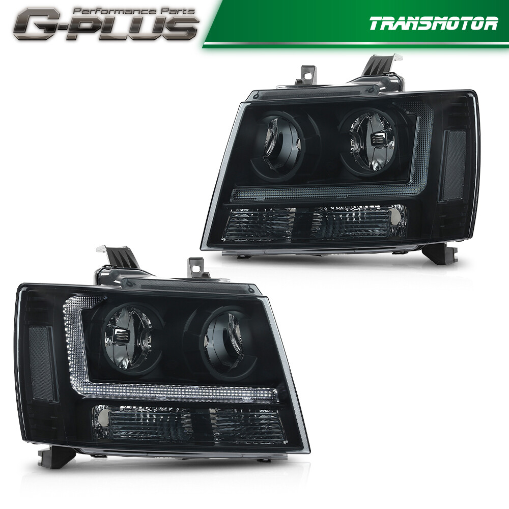 Fit For 2007-2014 Chevy Tahoe Suburban LED DRL Headlights Black/Smoke Fit For 2007-2014 Chevy Tahoe Suburban LED DRL Headlights Black/Smoke