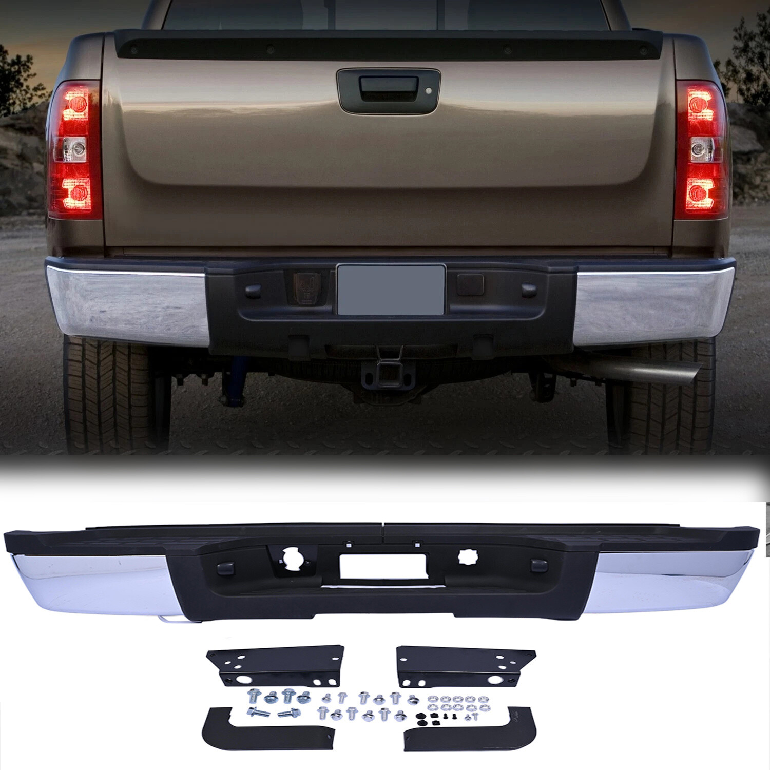 For 2007-2010 Chevy Silverado GMC Sierra 2500 3500 HD Complete Steel Rear Bumper
