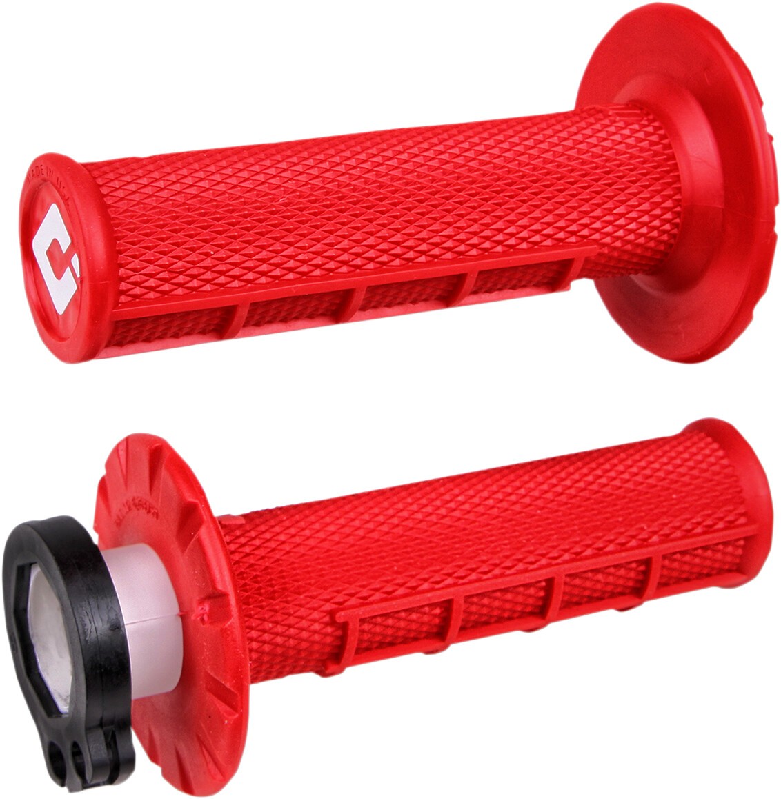 ODI V2 Lock-On 1/2 Waffle Grips Red Pair w/ Throttle Tube 7/8 in