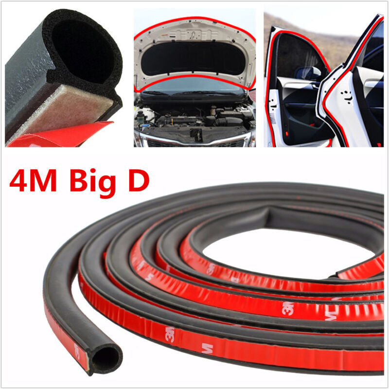 4M Big D-Shape Black Rubber Strip Car Door Edge Trim Moulding Seal Weatherstrip