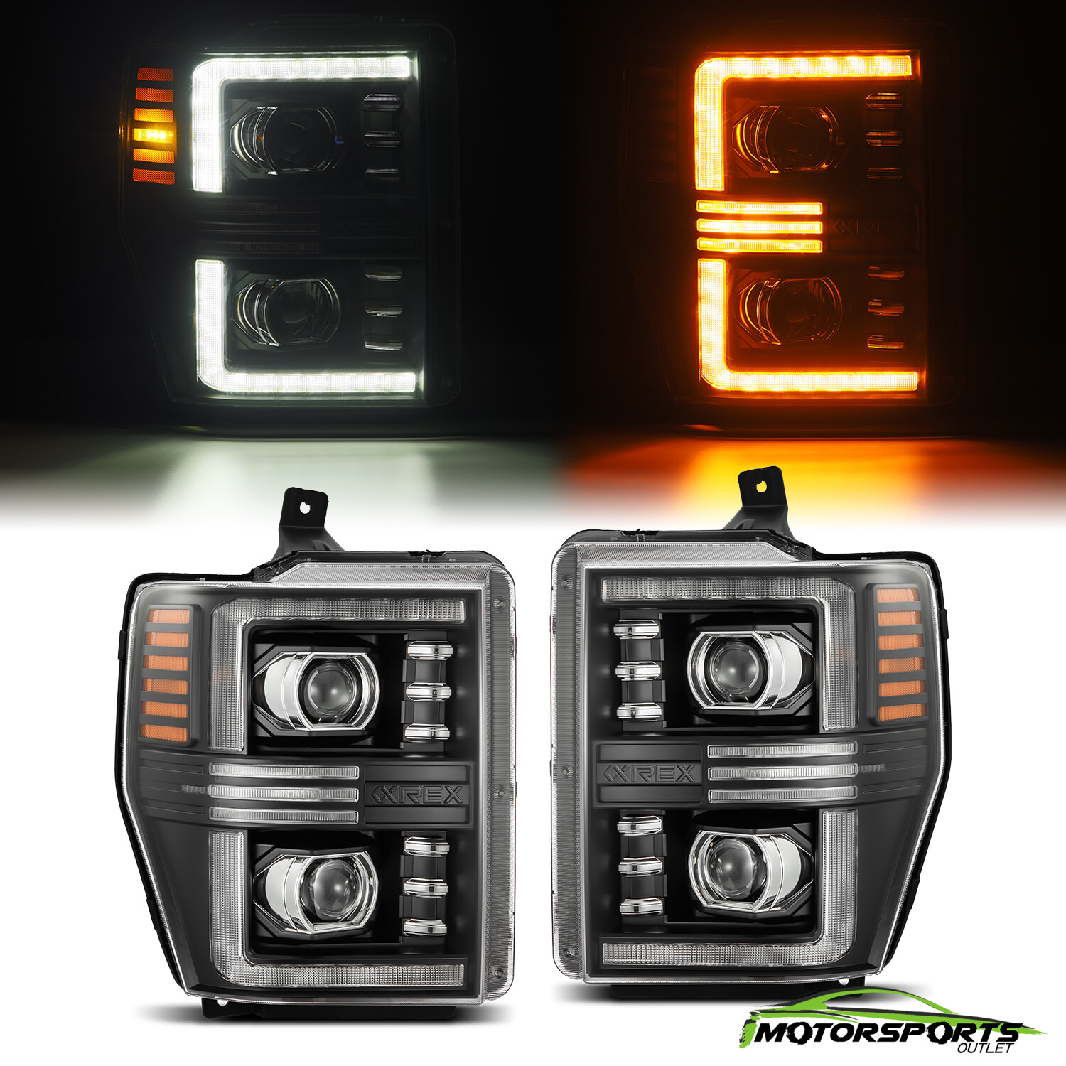 Alpharex For 08-10 Ford Super Duty PRO-Series Projector Headlights Black