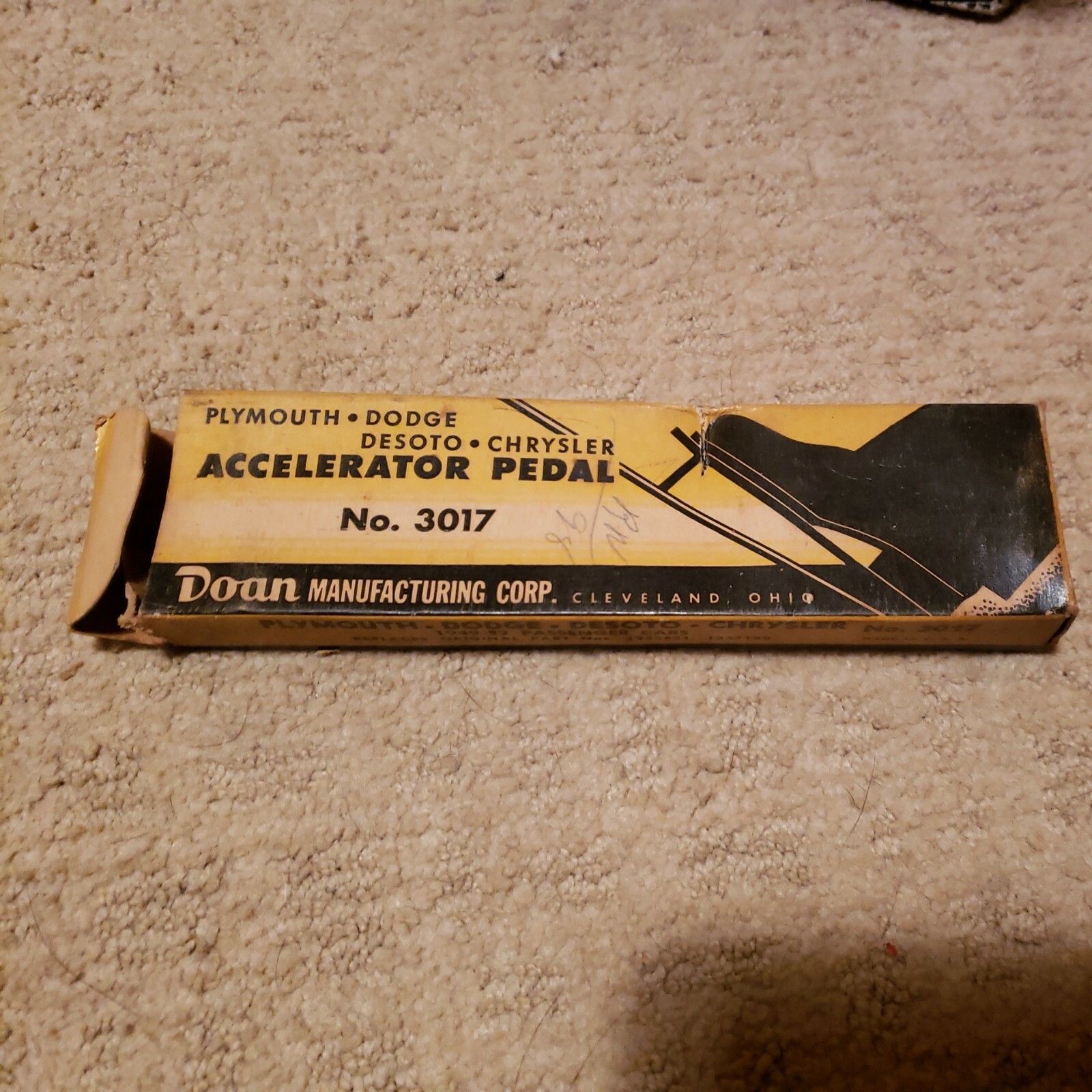 NORS DOAN MFG NO.3017 Accelerator Gas Pedal 49-52 Chrysler/DODGE/DeSoto/Plymout NORS DOAN MFG NO.3017 Accelerator Gas Pedal 49-52 Chrysler/DODGE/DeSoto/Plymout
