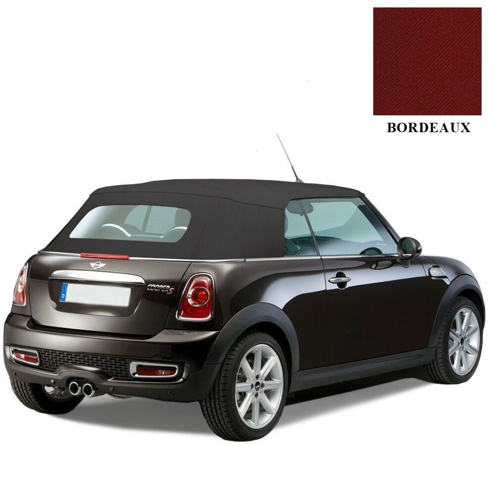 2009-15 Mini Cooper Convertible Top Bordeaux Twill Cloth & Heated Glass Window