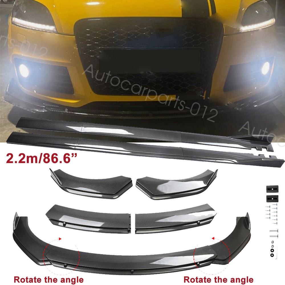 For Audi TTS TTRS 2011-2023 Front Bumper Lip Splitter Side Skirt Carbon Style