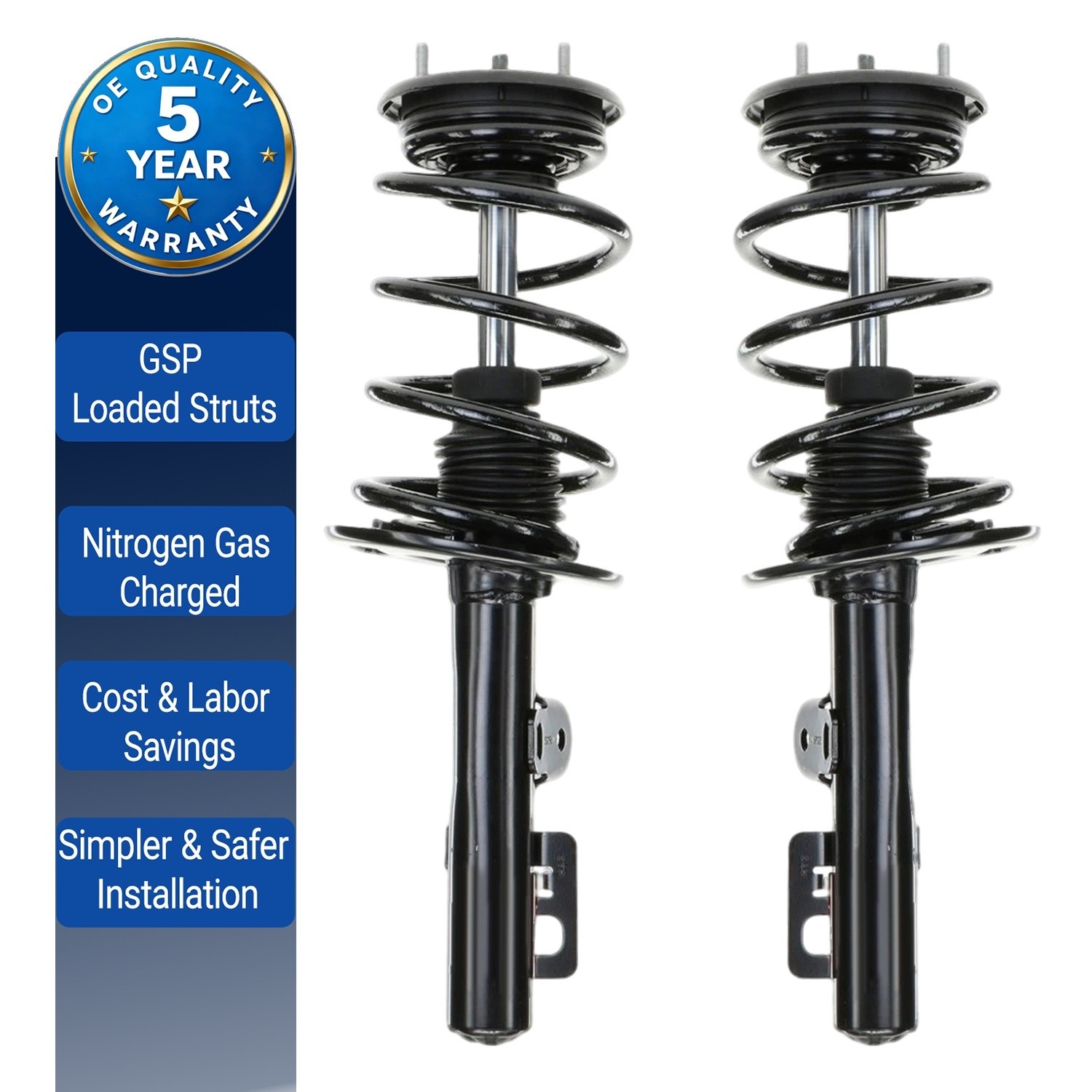 For 2009 Lincoln MKS Front Pair Suspension Struts Coil Spring Assembly Set