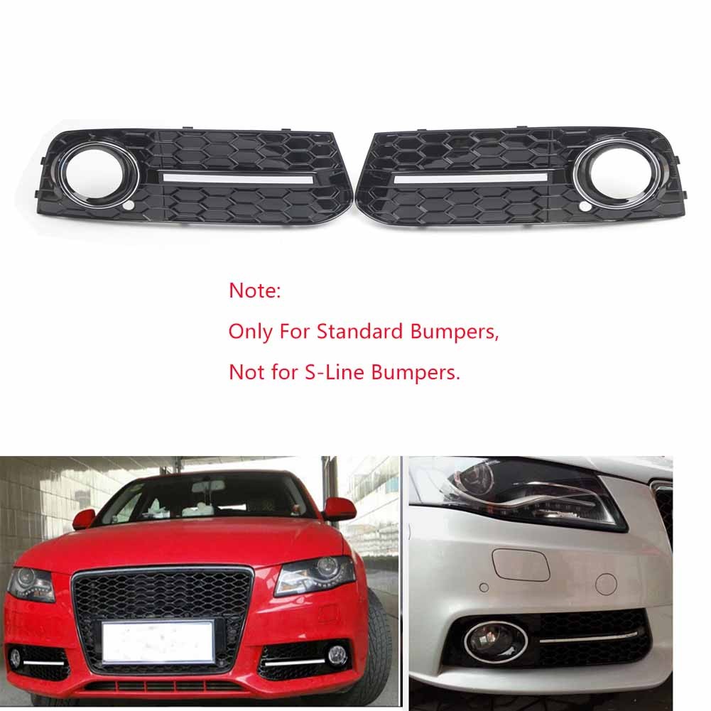 FOR 08-11 AUDI A4 B8 GLOSSY BLACK HONEYCOMB FRONT BUMPER FOG LIGHT GRILLE COVER FOR 08-11 AUDI A4 B8 GLOSSY BLACK HONEYCOMB FRONT BUMPER FOG LIGHT GRILLE COVER