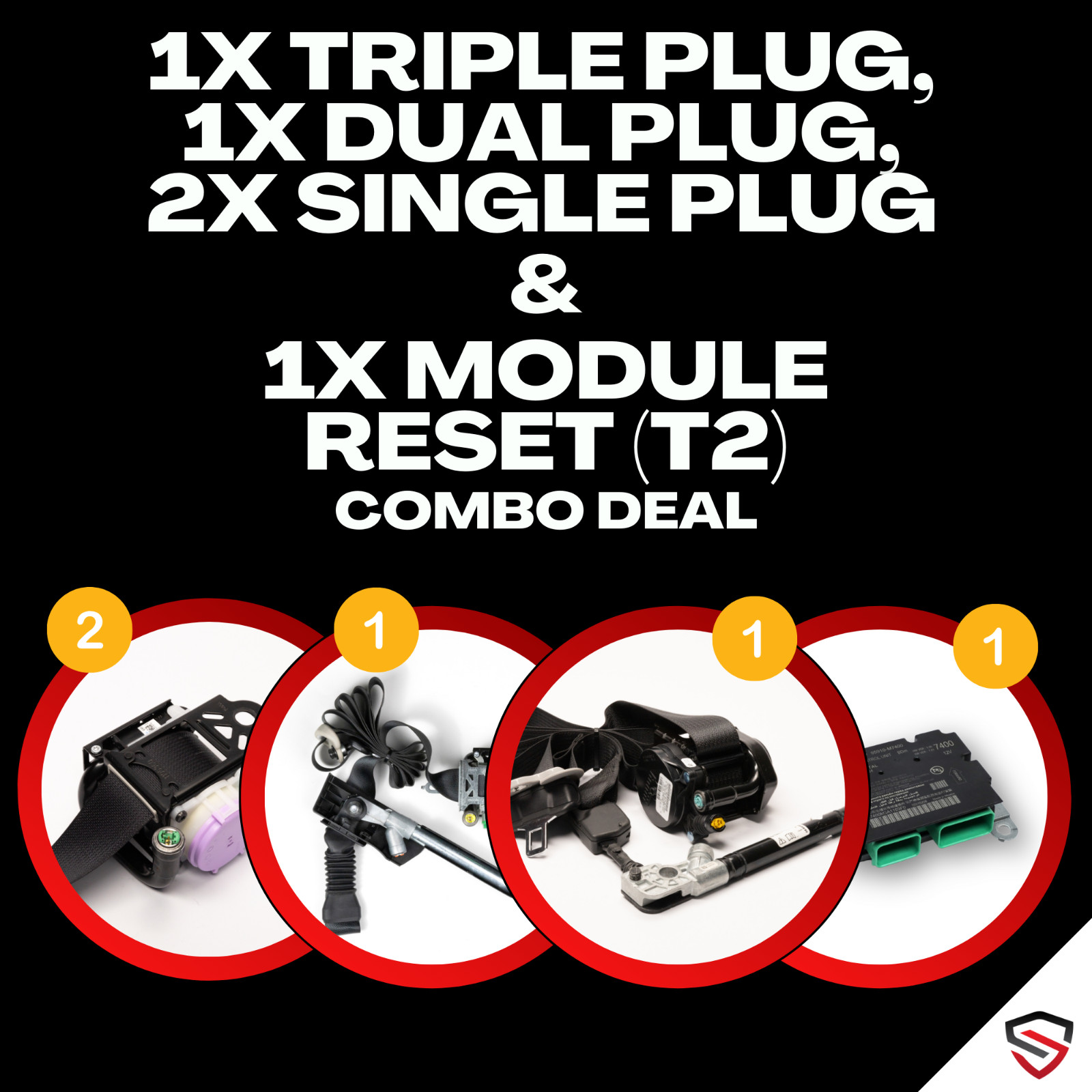 1TS 1DS 2SS 1MCU (1X Triple, 1X Dual, 2X Single, 1x SRS) SEAT BELT MCU SRS RESET