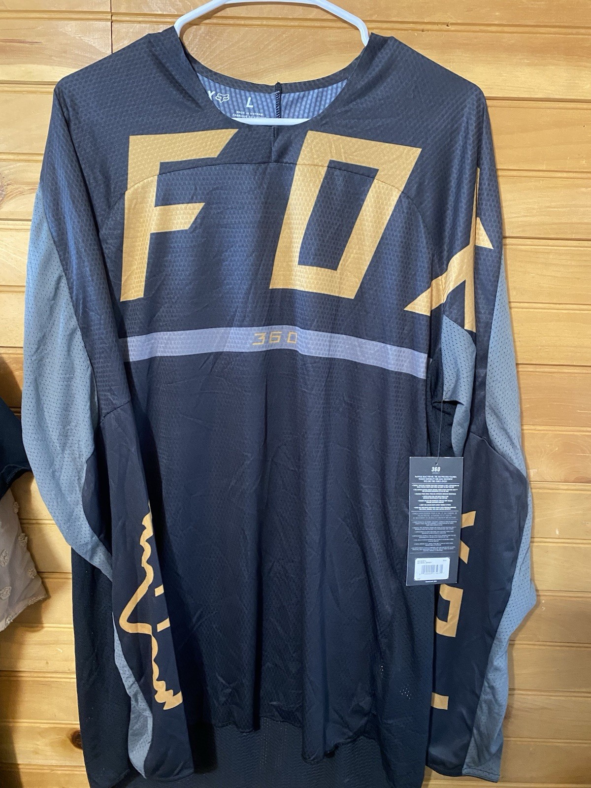 NWT Fox Racing 360 Merz Motocross Jersey Size Large L Black Gold MX Dirt Bike⁠