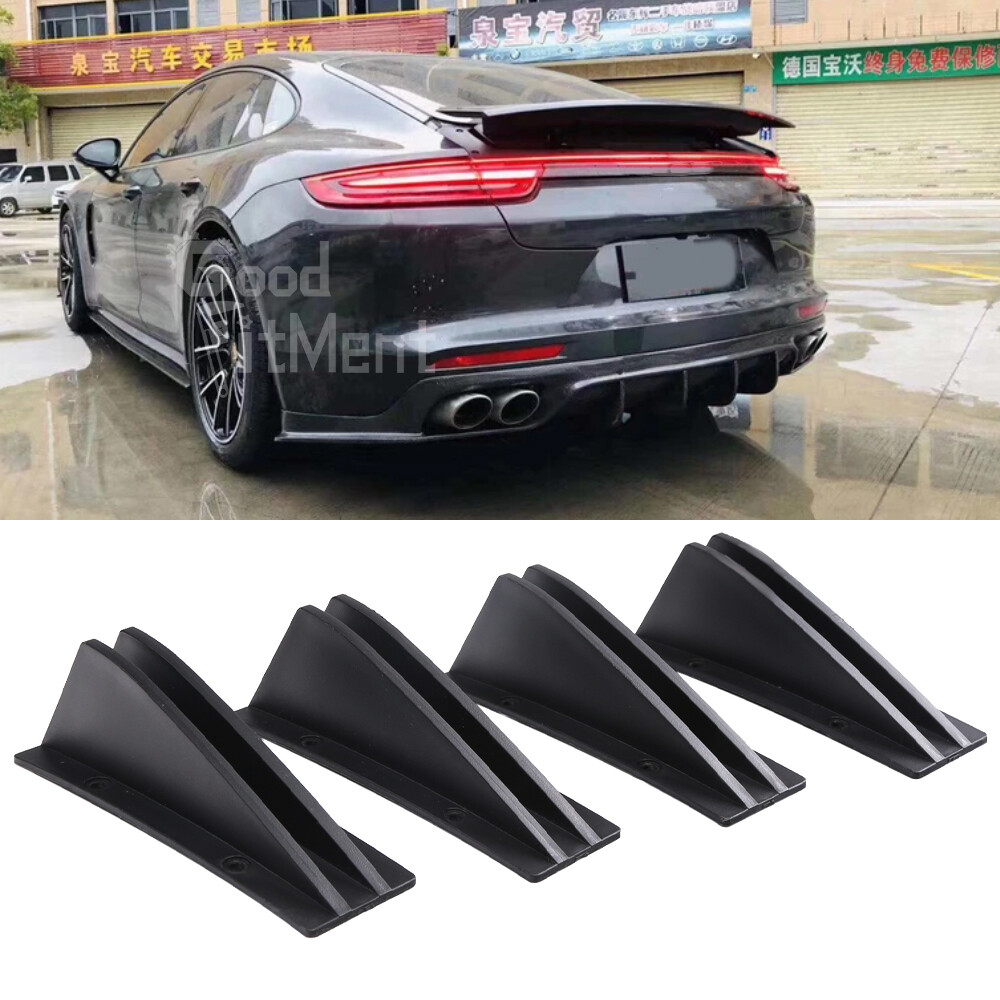 For Porsche Panamera 10-23 Matte Rear Bumper Diffuser 4 Fin Spoiler Lip Splitter