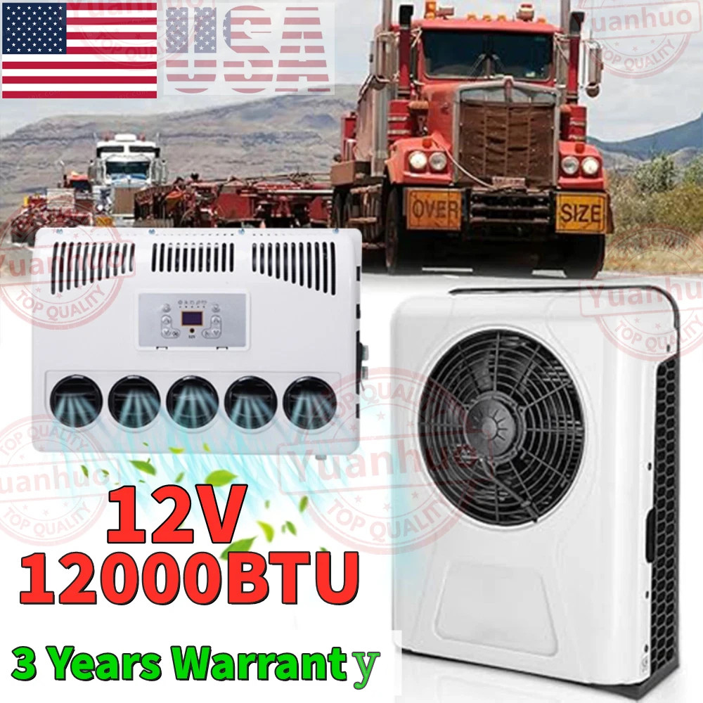 12V Split Air Conditioner 12000 BTU AC Kit Fit for Cab Semi Truck Bus Caravan RV